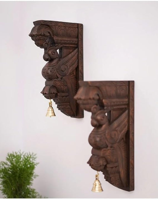 Wooden Hand Carved Wall Bracket, Parrot Wall Bracket