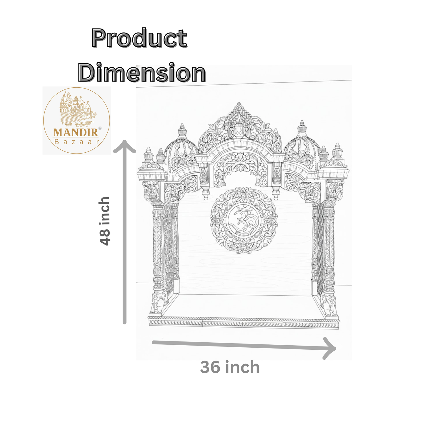 48 inch tall 36 inch wide handcrafted wooden pooja mandir dimensions