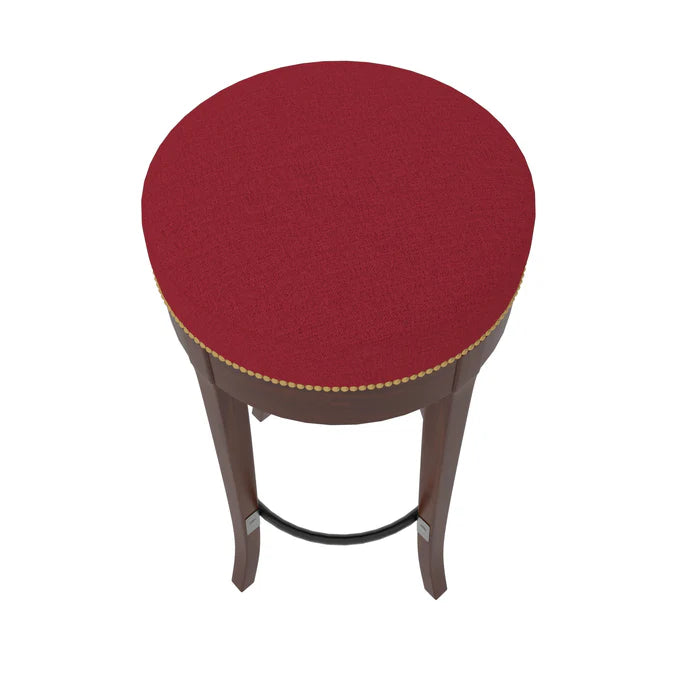 Montage Red Round Finished Wooden Handmade Stool