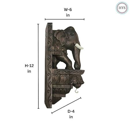 Wooden Hand Carving Elephant Wall Bracket