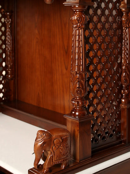 Wooden Hindu temple with two storage drawers and trays
