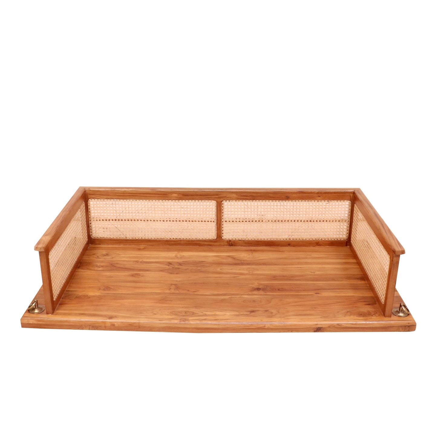 Teak wood cane boundary jhula with spacious seating