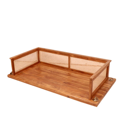 Large handmade cane wooden swing for home and patio