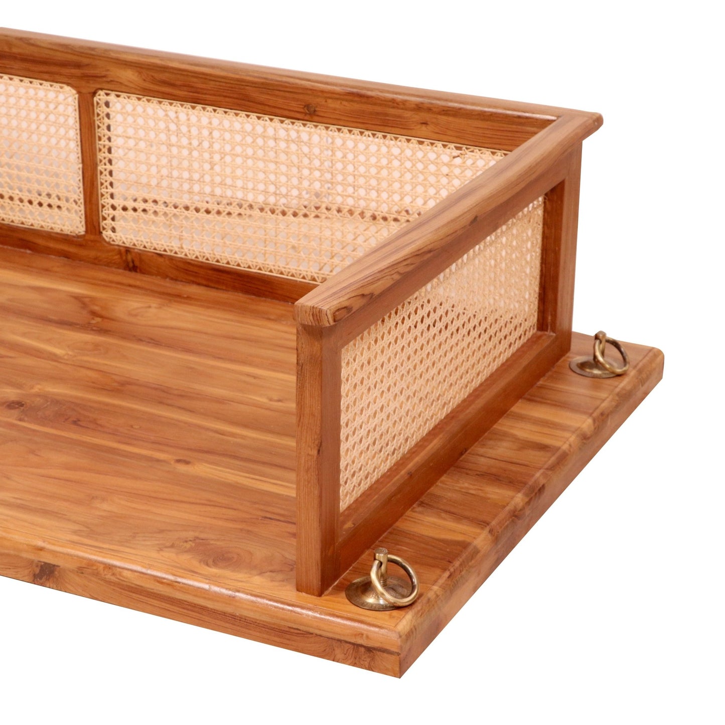 Classic cane outdoor wooden swing with traditional design