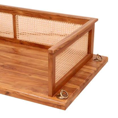Classic cane outdoor wooden swing with traditional design