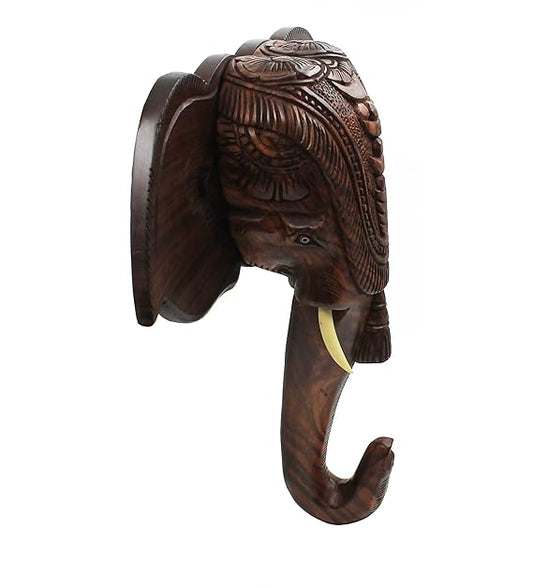 Elephant Head Mount Rosewood Carved