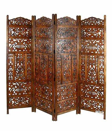 4 panel Antique Look Woods Handcrafted Wooden Partition Fine Handwork