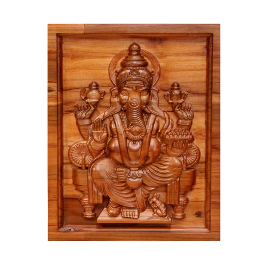 Old Classic Handmade Vintage Wooden Lord Ganesh Wall Frame for Home