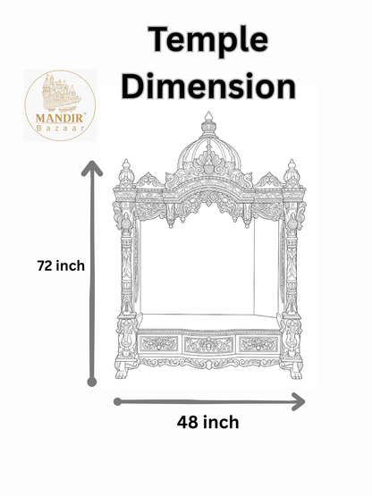 Luxury White Wooden Pooja Mandir | Hand Carved Solid Teak Wood Home Temple | Premium Hindu Prayer Mandir with Storage