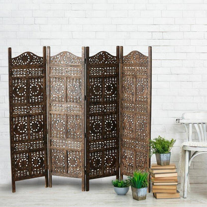 4 - Panel Wooden Partition Solid Wood Folding Room Divider