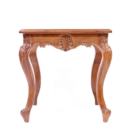 Intricate carved french royal teak coffee table