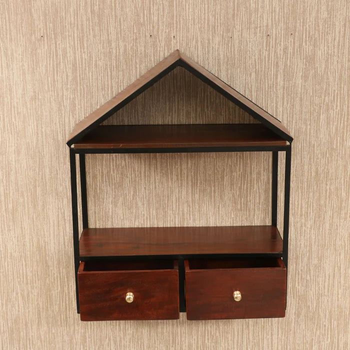 Home Shaped Shelving Unit - Natural Tone