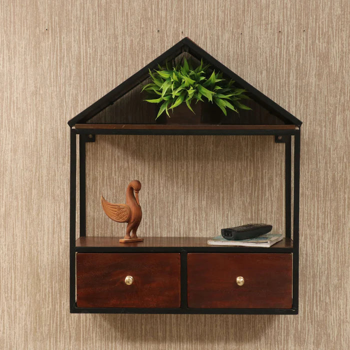 Home Shaped Shelving Unit - Natural Tone