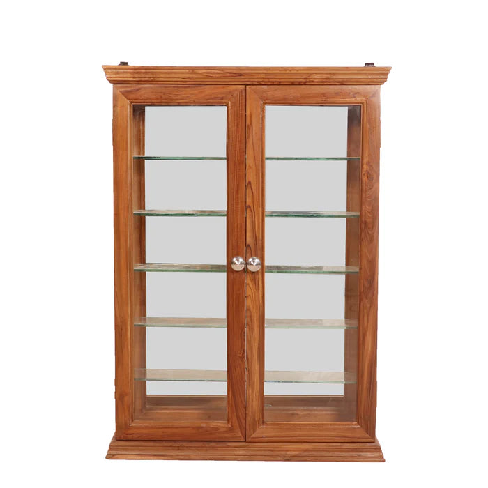 Double door wall mounted teak mirror cabinet - Teak wood