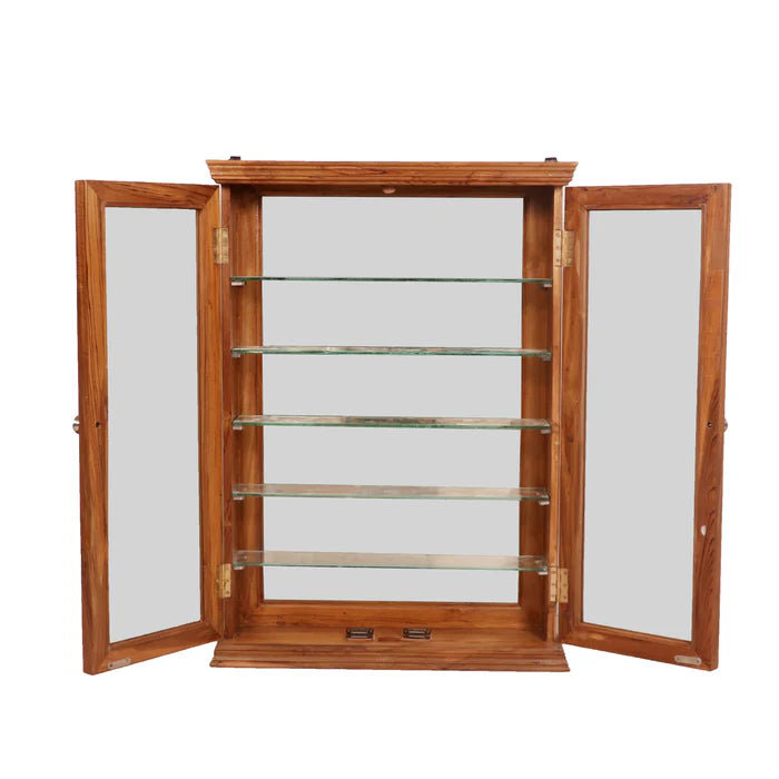 Double door wall mounted teak mirror cabinet - Teak wood