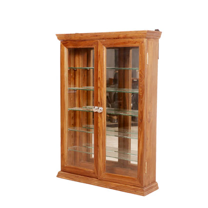 Double door wall mounted teak mirror cabinet - Teak wood