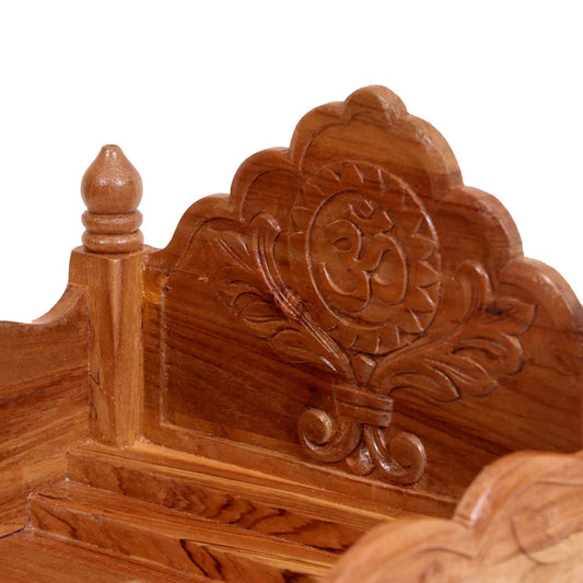 Teak wood Carved maharaja singhasan multi step temple with Tray