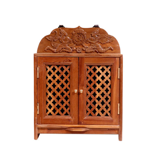 Southern style Garuda Carved Teak Wood Temple Wall Cabinet