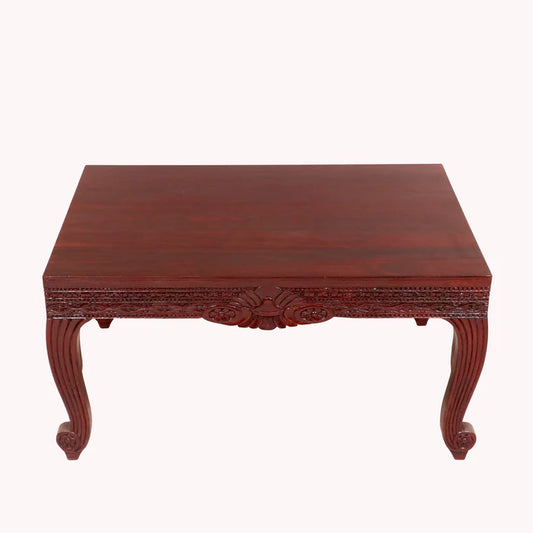 Wide Teak folk carved coffee Table