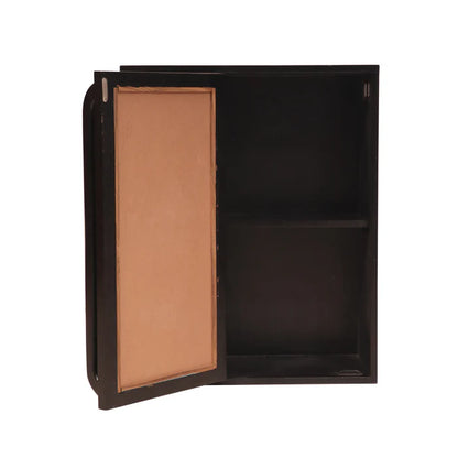 Denver Dark Polished Handmade Mirror & Wooden Wall Cabinet for Home - Teak wood