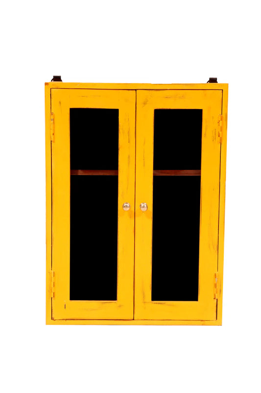 Rome Retro Yellow Toned Handmade Classic Wooden Wall Cabinet for