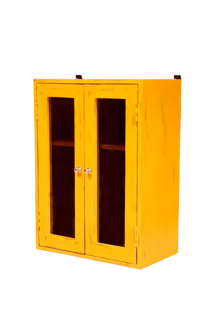 Rome Retro Yellow Toned Handmade Classic Wooden Wall Cabinet for