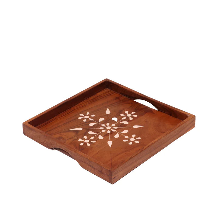 Majestic Style Inlay Handmade Wooden Tray - Set of 3