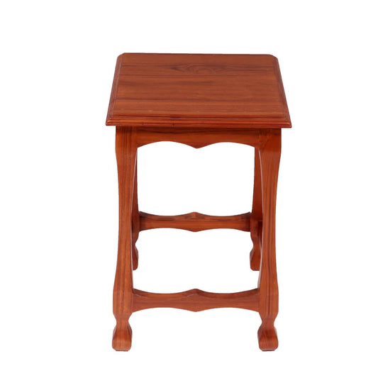 Classic wave pattern durable Teak wood stool