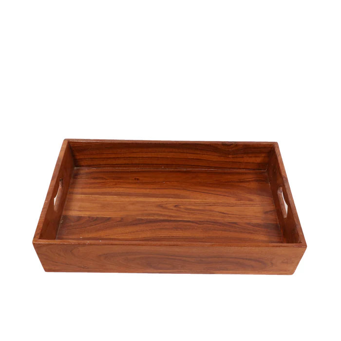 Glorious Natural Finish Wooden Handmade Tray - Set of 3