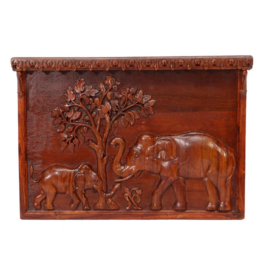 Elephant Family Forest View Teak Frame