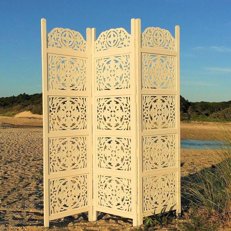 3 Panels wooden partition Solid Wood Folding Room Divider