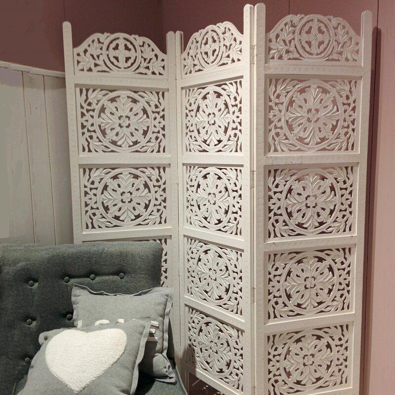 3 Panels wooden partition Solid Wood Folding Room Divider