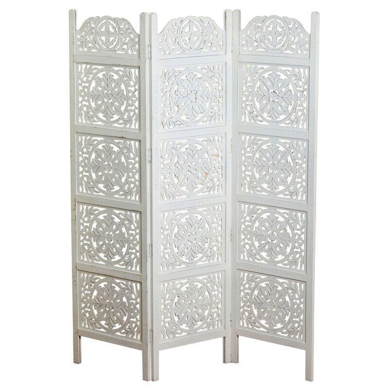 3 Panels wooden partition Solid Wood Folding Room Divider