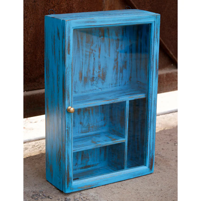 Traditional Blue Distressed Finished Wooden Handmade Wall