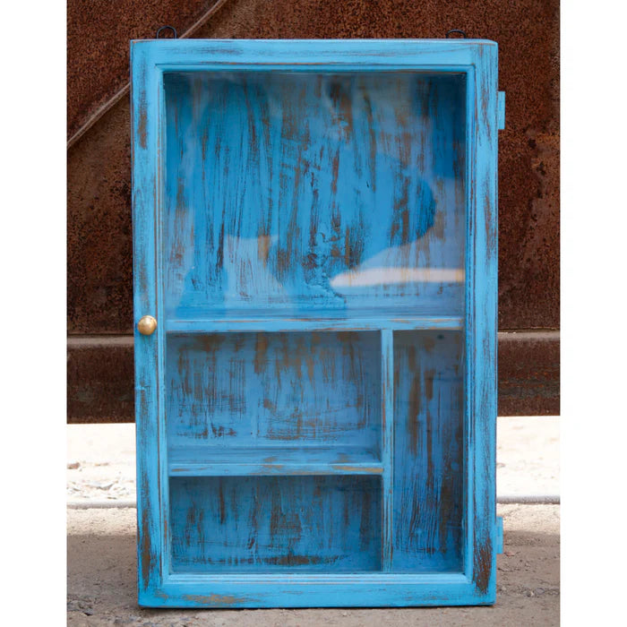 Traditional Blue Distressed Finished Wooden Handmade Wall