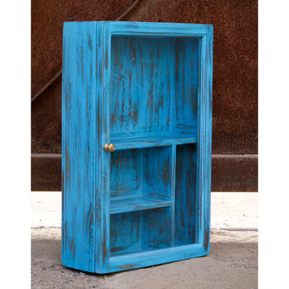 Traditional Blue Distressed Finished Wooden Handmade Wall