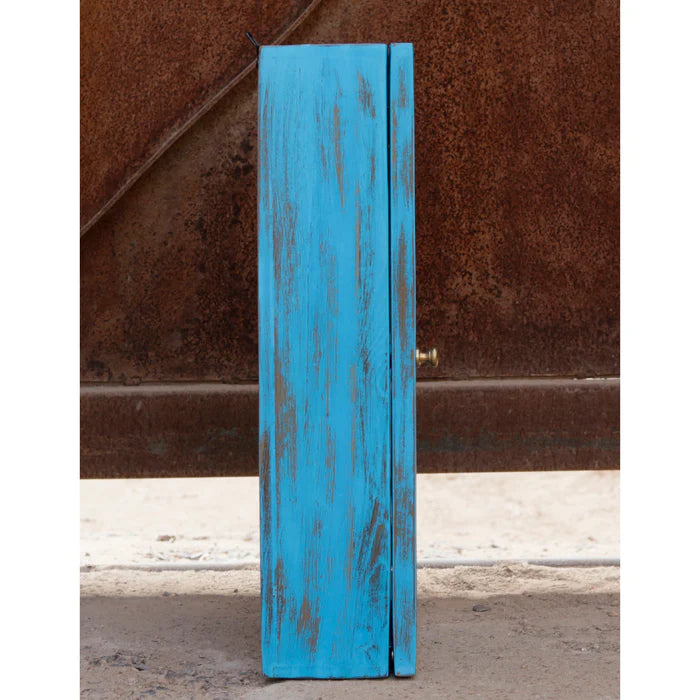 Traditional Blue Distressed Finished Wooden Handmade Wall