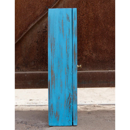 Traditional Blue Distressed Finished Wooden Handmade Wall