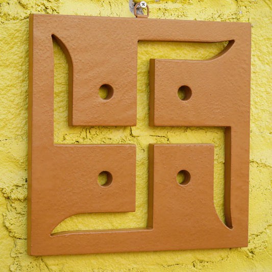 Sacred Solid Wood Swastika Wall Decor Art for Spiritual and Aesthetic Harmony