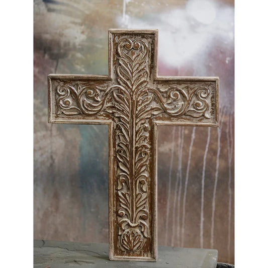 Classic Clever Carved Cross Designed Wooden Handmade Wall Decor