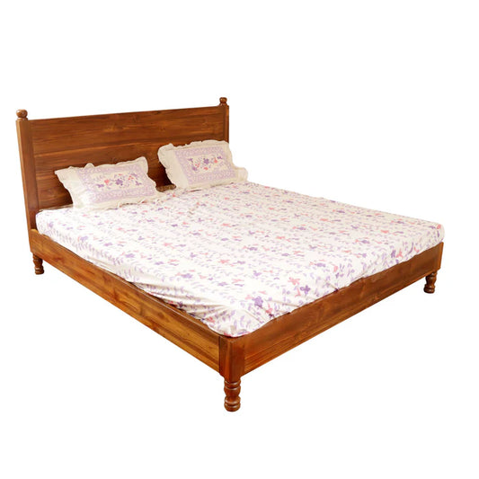 Wooden Natural Tone Classical Bed