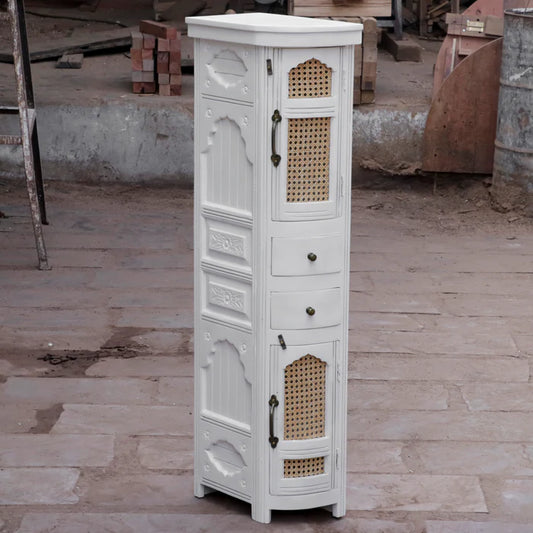 Orianted White Shine Finished Wooden Handmade Cabinet