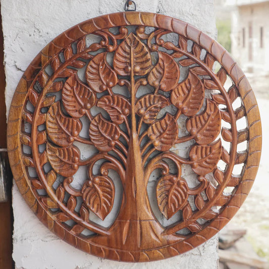 Solid Wooden Hand Crafted Wall Decor Panel And Tree Concept Design