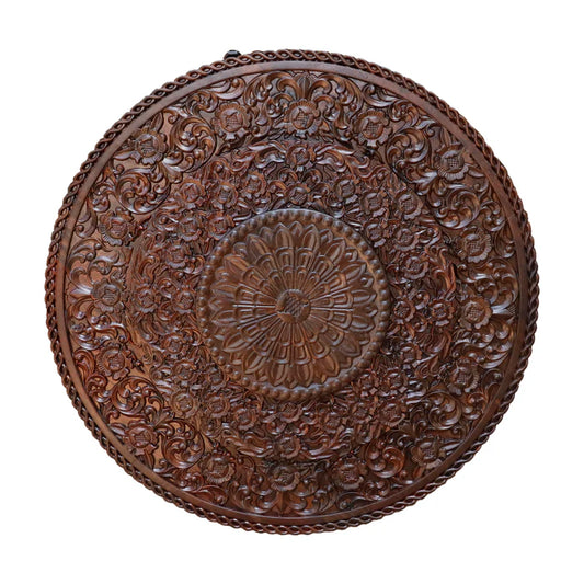 Beautiful Flower Round Carved Wooden Wall Decor