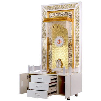 Designer Large Wooden Mandir 6 ft Height Multi Storage