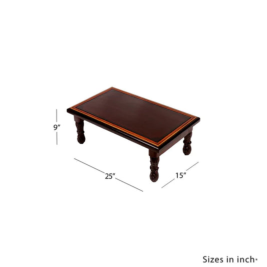 Dark Tone Carved Legs Wooden Folding Table