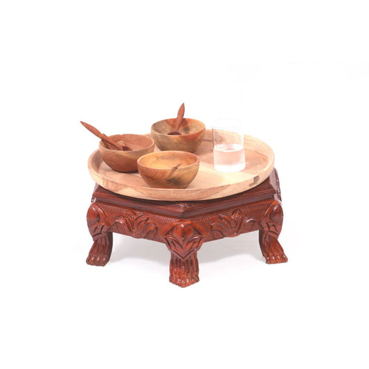 Utsarga Wooden Hexagonal Traditional Teak Wood Bajot