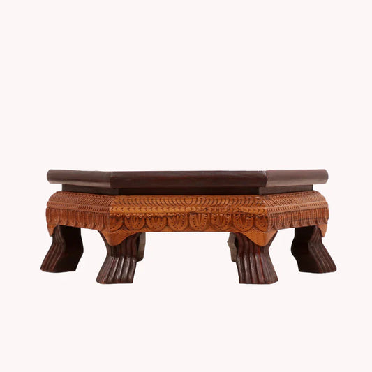 Delicate Leaf dual Tone Hexagonal TEAK Wood Bajot