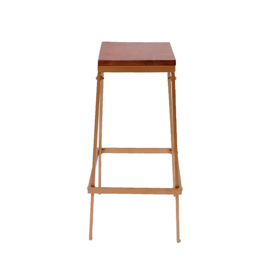 Dull Gold Solid Wood Stool