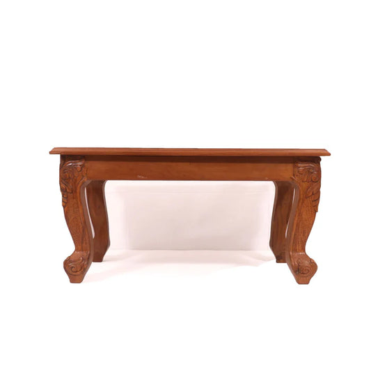 Carved Leaf Wooden Handmade Classic Coffee Table